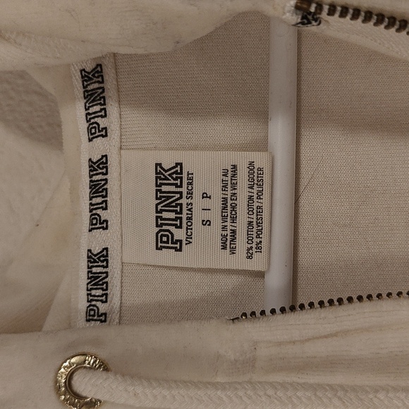 Victorias Secret PINK cream silver hoody jacket sz small - Picture 4 of 7